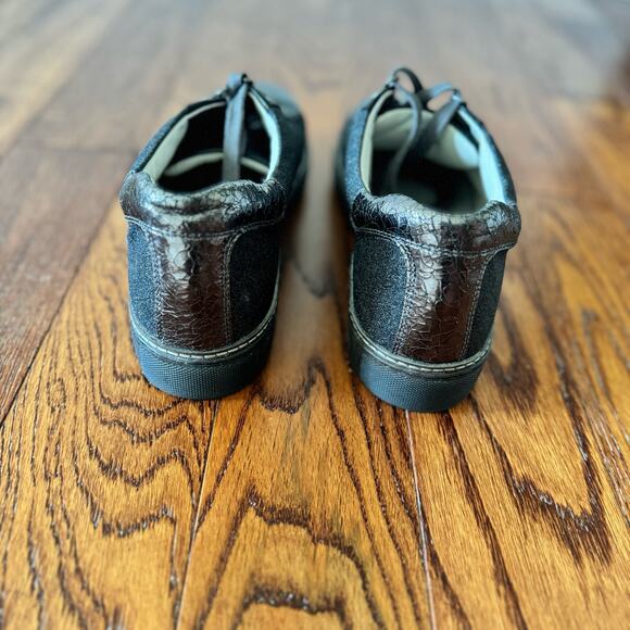 Johnston & Murphy Women's 9 Callie Lace-Up Black Glitter Leather Sneakers - Picture 3 of 11